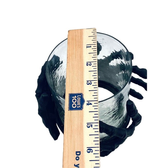 Black Metal Skeleton Hands Around Glass Candle Holder Gothic Halloween Spooky - Picture 7 of 7